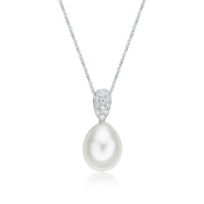Picture of 8mm FW WHT, PAVE TEAR DROP with CHAIN