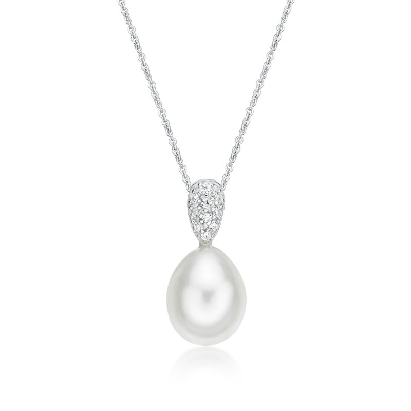 Picture of 8mm FW WHT, PAVE TEAR DROP with CHAIN