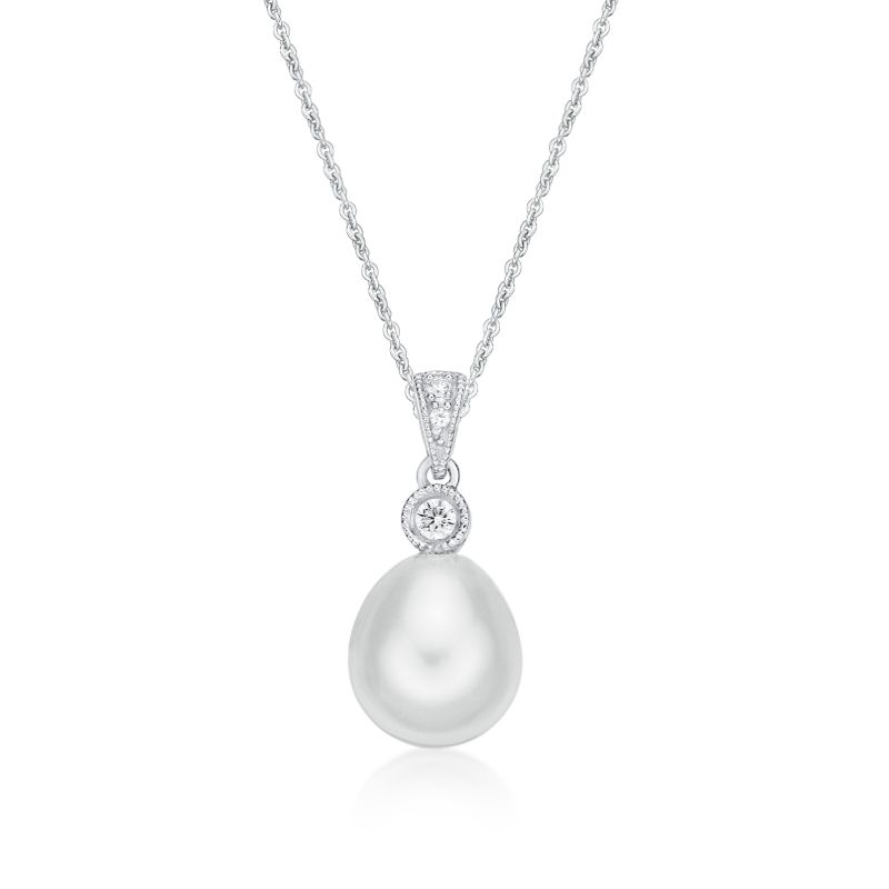 Picture of 8mm FW WHT, MILL GRAIN. PEND with CHAIN