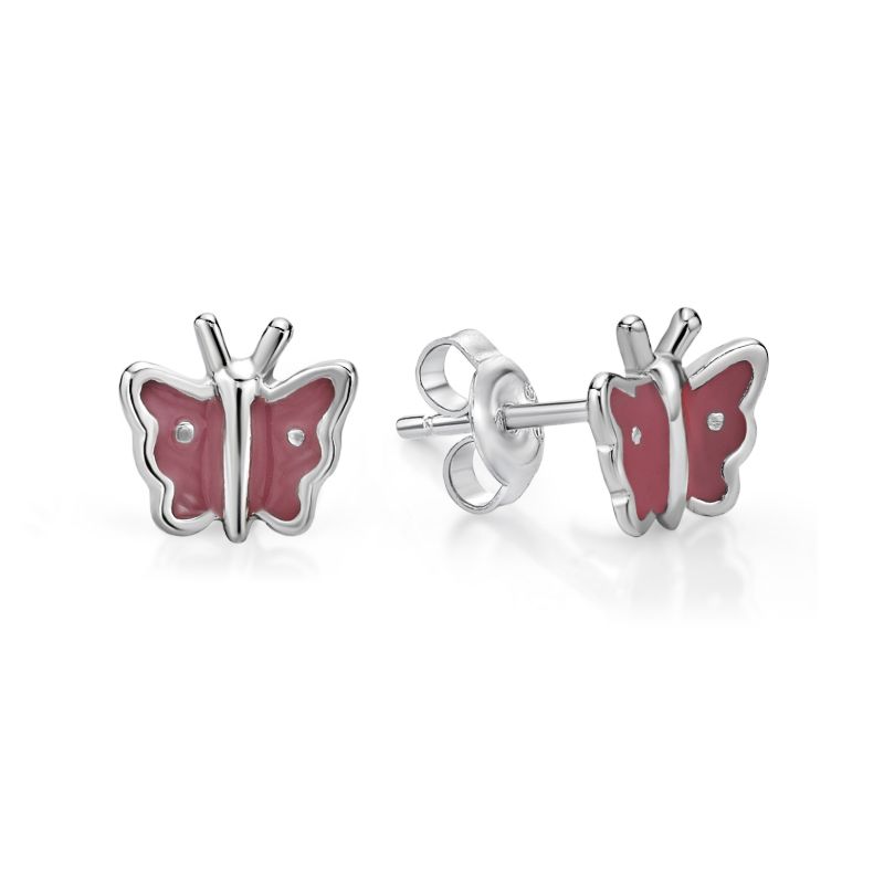 Picture of BUTTERFLY STUDS, PINK INLAY