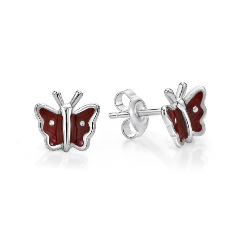 Picture of BUTTERFLY STUDS, RED INLAY