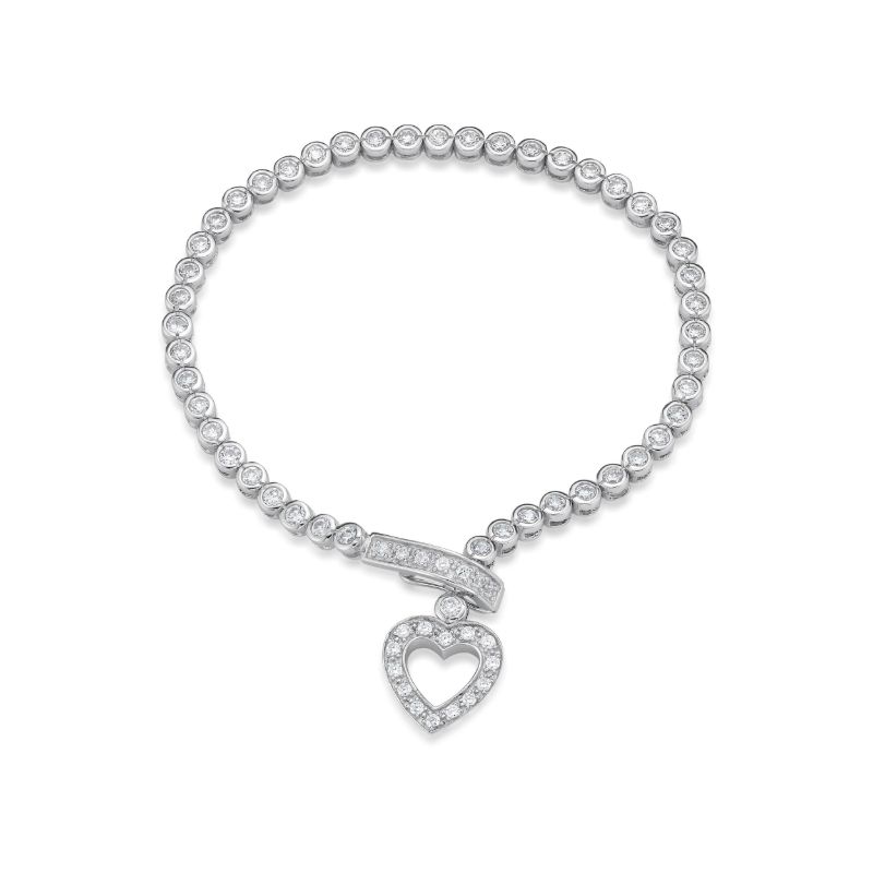 Picture of 2.25mmTENNIS B'L,BEZEL, HRT CLASP, 18cm