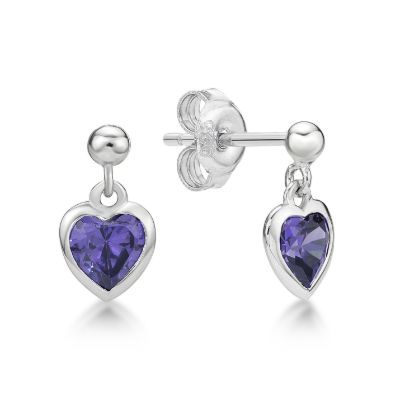 Picture of 5mm HEART R/O CZ, ON BALL STUDS PURPLE