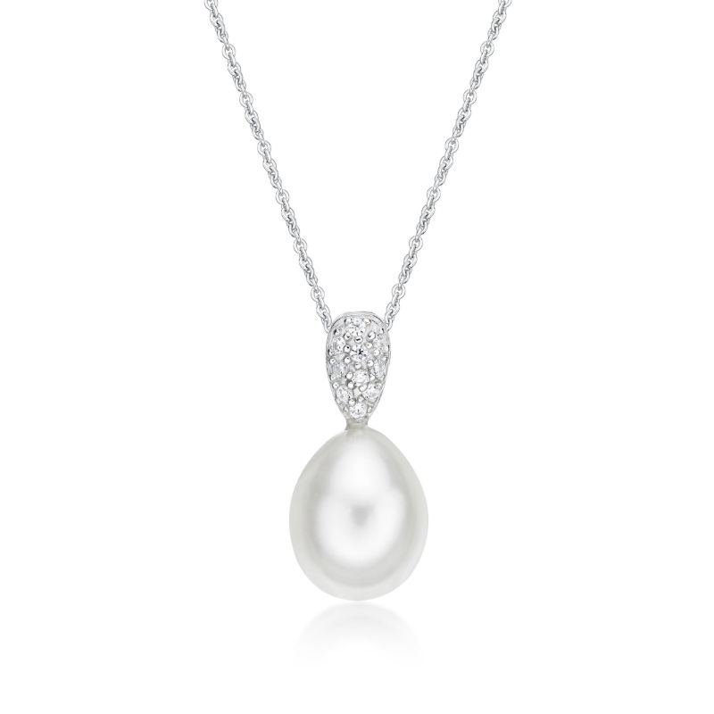 Picture of 8mm FW WHT, PAVE TEAR DROP with CHAIN