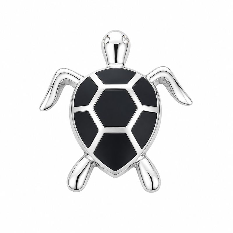 Picture of TURTLE PENDANT, BLACK AGATE INLAY, 20mm LONG