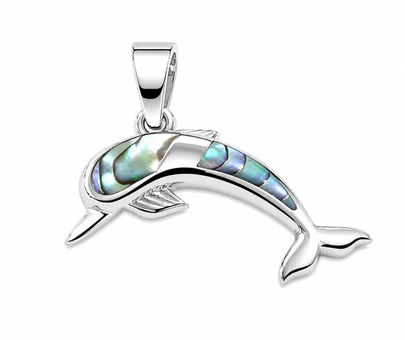 Picture of DOLPHIN PENDANT, PAUA INLAY, 20mm LONG