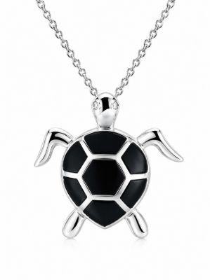 Picture of TURTLE PENDANT, BLACK AGATE INLAY, 20mm LONG with chain