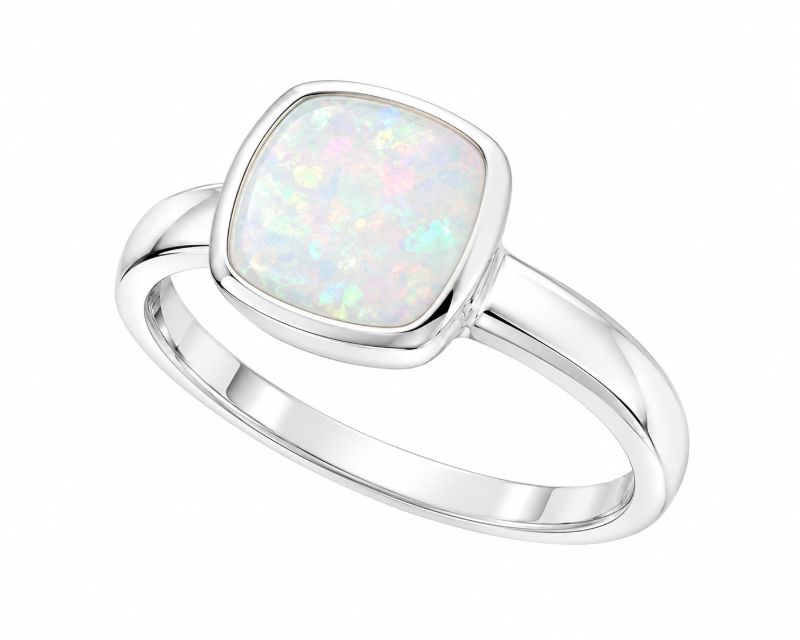 Picture of 10mm SYN OPAL CUSHION BEZEL RING
