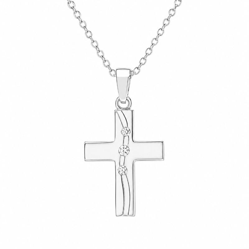 Picture of 13x15, POLISHED CROSS, 3xCZ FISSURE with chain